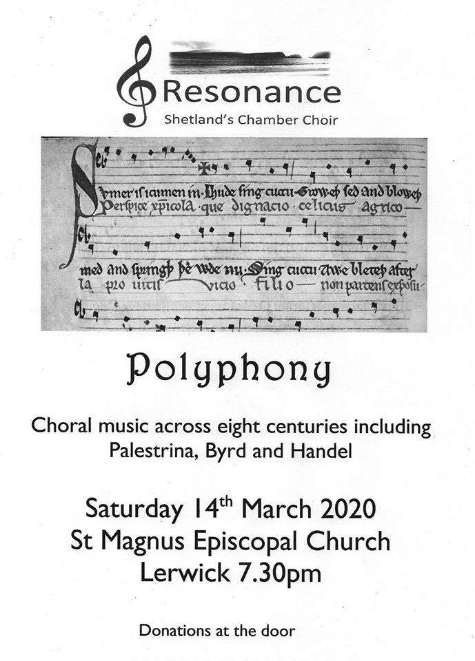 Resonance Concert – ‘Polyphony’ – Saturday 14th March