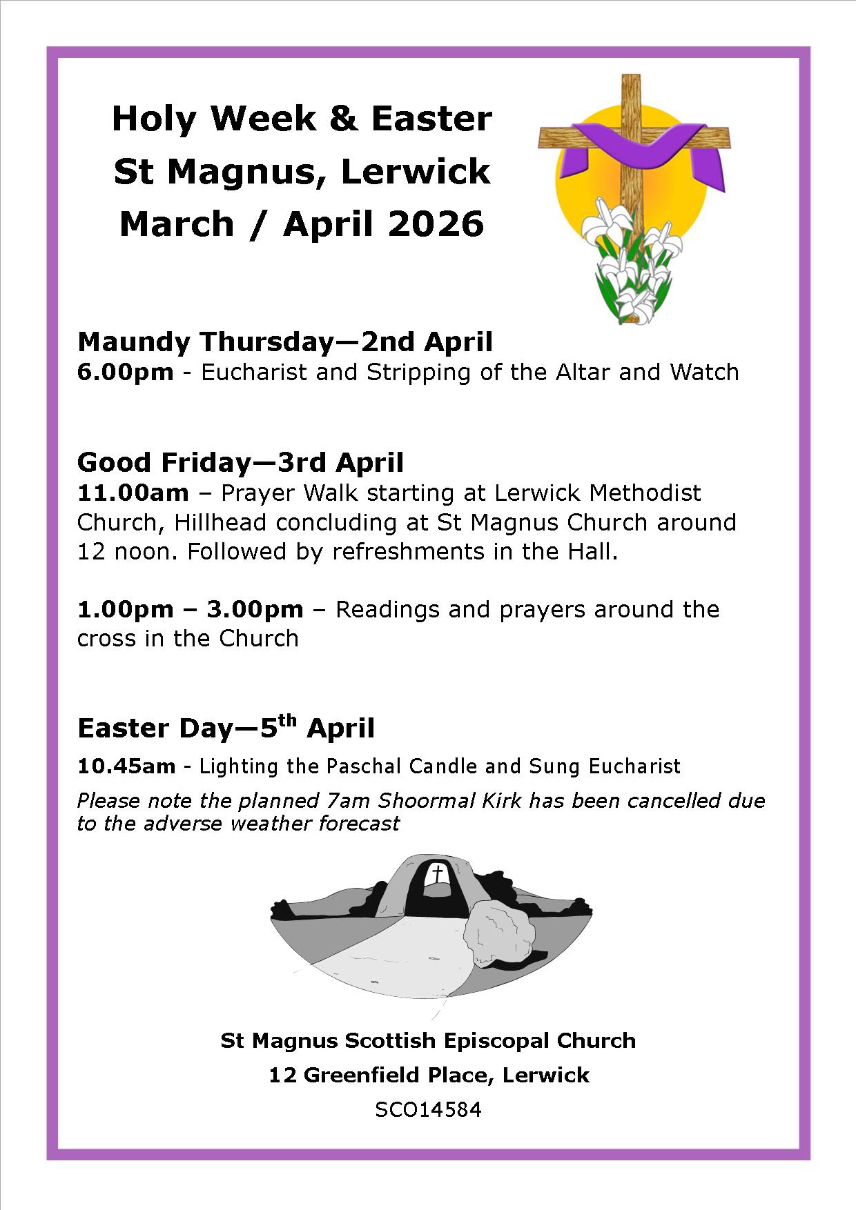 Holy Week 2026 – St Magnus, Lerwick
